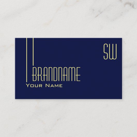 Schlichtes dunkles Indigo Blau mit Monogramm Beruf Visitenkarte (Vorderseite)