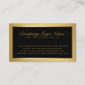 Schlichtes Edelmetall-Gold und Schwarz Visitenkarte (Rückseite)