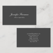 Schlichtes Einfach-Grau-Klassisches Handwriting Visitenkarte (Vorne/Hinten)