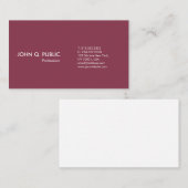 Schlichtes einfaches Bordeaux Weiß Moderne Berufli Visitenkarte (Vorne/Hinten)