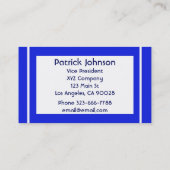 schlichtes einfaches königliches Blau Visitenkarte (Rückseite)