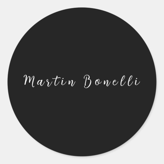 Schlichtes Einfaches Schwarz-weißes Trendy-Kalligr Runder Aufkleber (Vorderseite)