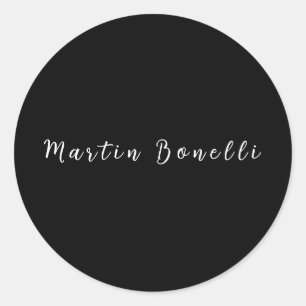 Schlichtes Einfaches Schwarz-weißes Trendy-Kalligr Runder Aufkleber