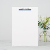 Schlichtes elegantes blaues Minimalistisches Desig Briefpapier (Stehend Vorderseite)