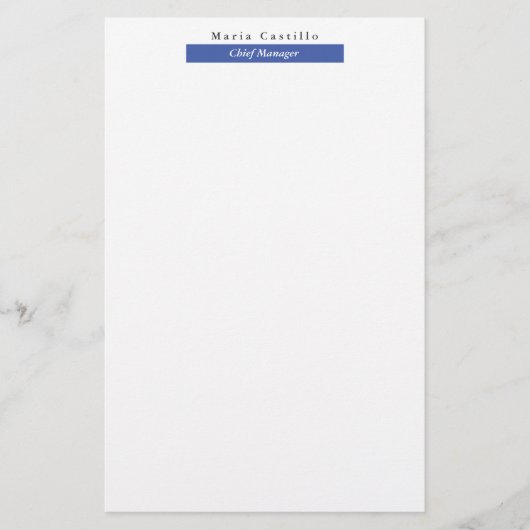 Schlichtes elegantes blaues Minimalistisches Desig Briefpapier (Vorderseite)