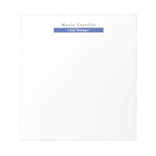 Schlichtes elegantes blaues Minimalistisches Desig Notizblock