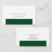 Schlichtes elegantes, grün-weißes Minimalistisches Visitenkarte (Vorne/Hinten)