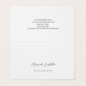 Schlichtes elegantes Kalligrafie-Skript Minimalist Visitenkarten (Außenseite Aufgefaltet)