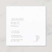 Schlichtes elegantes, modernes Monogram Quadratische Visitenkarte (Rückseite)