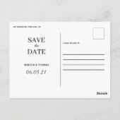 schlichtes elegantes Non-Foto Save the Date Postka Postkarte (Rückseite)