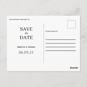 schlichtes elegantes Non-Foto Save the Date Postka Postkarte