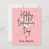 schlichtes, elegantes rosa Valentin Mitteilungskarte (Vorderseite)