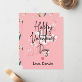 schlichtes, elegantes rosa Valentin Mitteilungskarte (Vorderseite/Rückseite Beispiel)