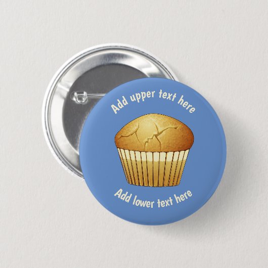 Schlichtes Frühstück Muffin on Blue - Eigener Slog Button (Vorne & Hinten)