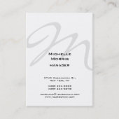 Schlichtes, grau-weißes Monogramm Visitenkarte (Vorderseite)