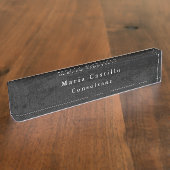 Schlichtes Graues Holz Minimalistisch Moderne Namensplakette (Seite)