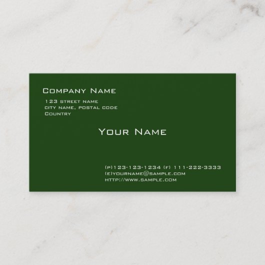 schlichtes Grün Visitenkarte (Vorderseite)