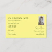 Schlichtes hellgelbes Gelb mit Monogramm Foto und  Visitenkarte (Rückseite)