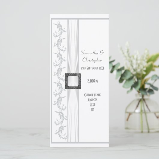 Schlichtes Hochzeitsprogramm in Grau und Weiß Programm (Stehend Vorderseite)