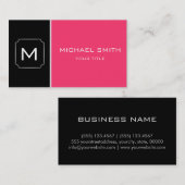 Schlichtes Hot Pink & Black Elegante Beruflich Mod Visitenkarte (Vorne/Hinten)