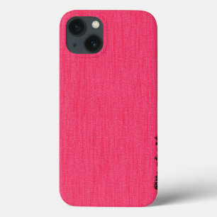 Schlichtes Hot-Pink mit Holzkörner-Monogramm iPhone 13 Hülle