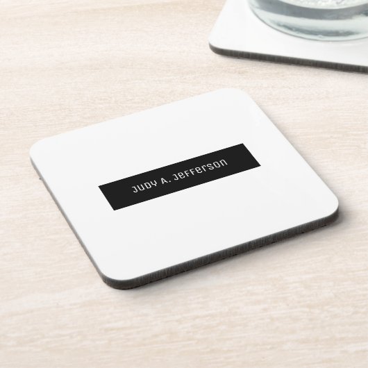 Schlichtes klassisches Minimalistisches Schwarz-We Getränkeuntersetzer (Linke Seite)