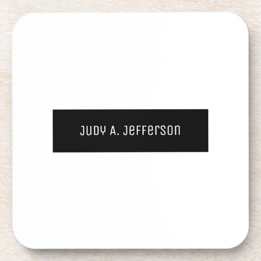 Schlichtes klassisches Minimalistisches Schwarz-We Getränkeuntersetzer (Vorderseite)