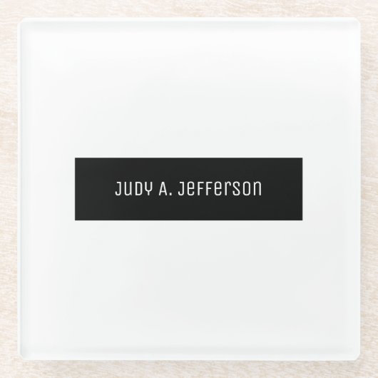 Schlichtes klassisches Minimalistisches Schwarz-We Glasuntersetzer (Vorderseite)