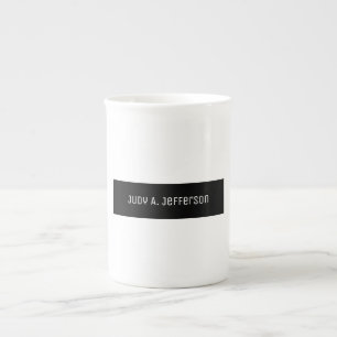 Schlichtes klassisches Minimalistisches Schwarz-We Porzellantasse
