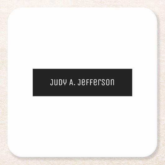 Schlichtes klassisches Minimalistisches Schwarz-We Rechteckiger Pappuntersetzer (Vorderseite)