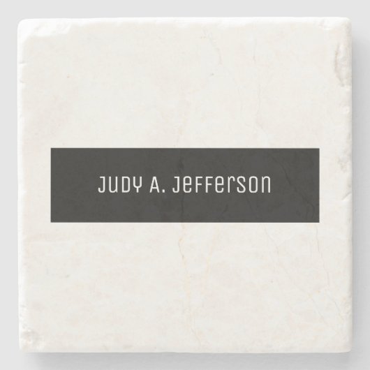 Schlichtes klassisches Minimalistisches Schwarz-We Steinuntersetzer (Vorderseite)