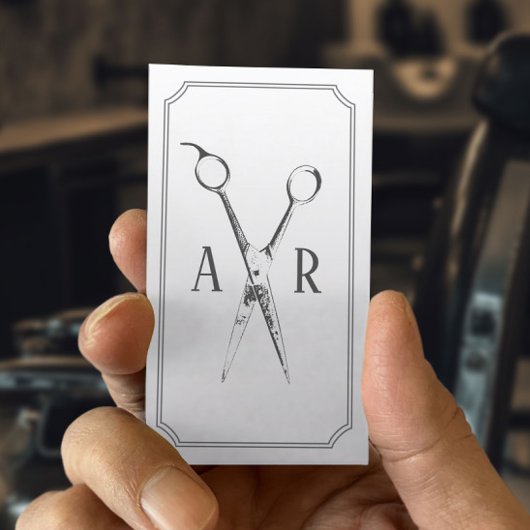 Schlichtes Logo für die Retro-Schere mit dem Haars Visitenkarte