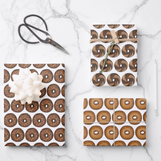 Schlichtes Marmorrye Cinnamon Raisin Bagel Frühstü Geschenkpapier Set (Vorderseite)