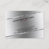 Schlichtes metallisches Silber-Design aus rostfrei Visitenkarte (Rückseite)