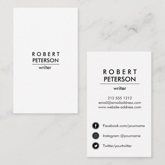 Schlichtes Minimal Social Media-Symbol Visitenkarte (Vorne/Hinten)