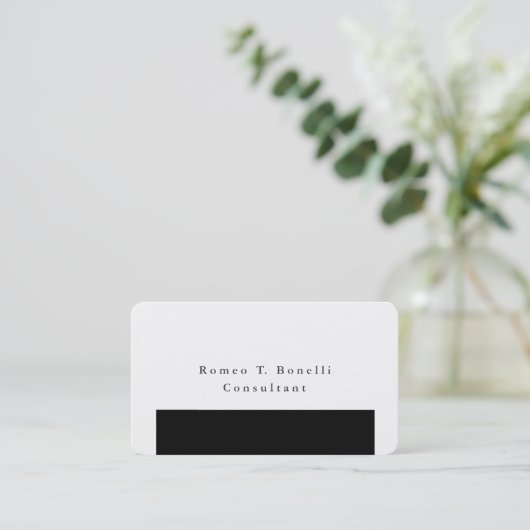 Schlichtes Minimalistisches Schwarz-Weiß-Design Visitenkarte (Stehend Vorderseite)