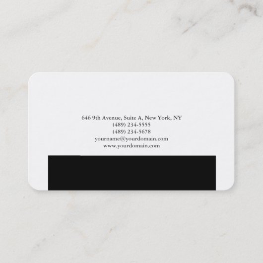 Schlichtes Minimalistisches Schwarz-Weiß-Design Visitenkarte (Rückseite)