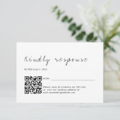 Schlichtes Minimalistisches Script Qr Code Hochfah RSVP Karte (Stehend Vorderseite)