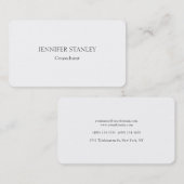 Schlichtes Minimalistisches Weiß Beruflich Elegant Visitenkarte (Vorne/Hinten)