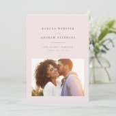 Schlichtes modernes, rosa Foto Save the Date (Stehend Vorderseite)