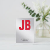 Schlichtes Monogramm aus metallischem Silber Visitenkarte (Stehend Vorderseite)