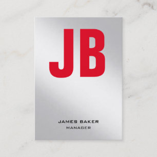 Schlichtes Monogramm aus metallischem Silber Visitenkarte