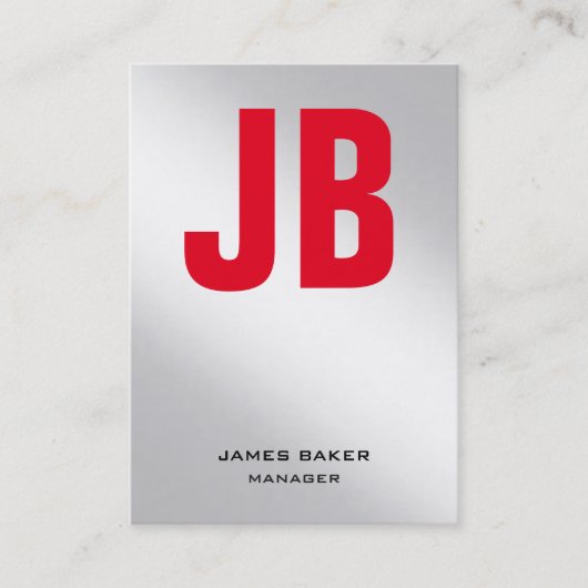 Schlichtes Monogramm aus metallischem Silber Visitenkarte (Vorderseite)