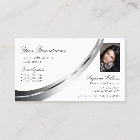 Schlichtes Monogramm-Foto für die Dekoration Visitenkarte (Rückseite)