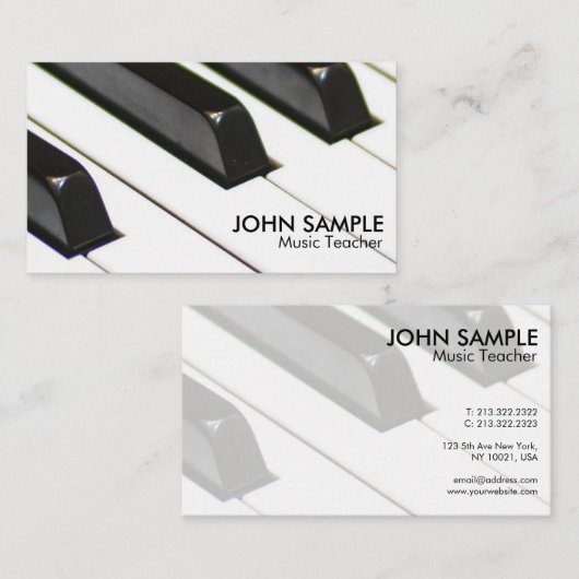 Schlichtes Musik-Lehrer-berufliches einfaches Visitenkarte (Vorne/Hinten)