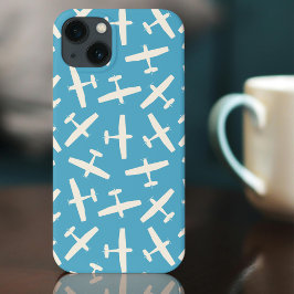 Schlichtes Muster für Retro-Luftfahrzeuge Blau Case-Mate iPhone Hülle