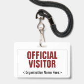 Schlichtes "OFFIZIELLER BESUCHER" Abzeichen Ausweis (Rückseite mit Lanyard)
