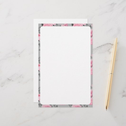 Schlichtes Papier mit Blumenrahmen (Vorderseite/Rückseite Beispiel)