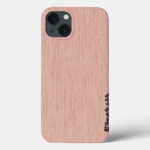 Schlichtes Pastellrosa mit Holzkörnmonogramm iPhone 13 Hülle