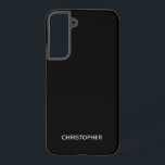 Schlichtes Personalisiertes Schwarz Samsung Galaxy Hülle<br><div class="desc">Dieses Telefongehäuse weist einen personalisierten Namen in einem Block-Schriftart auf einem einfachen schwarzen Hintergrund auf.</div>